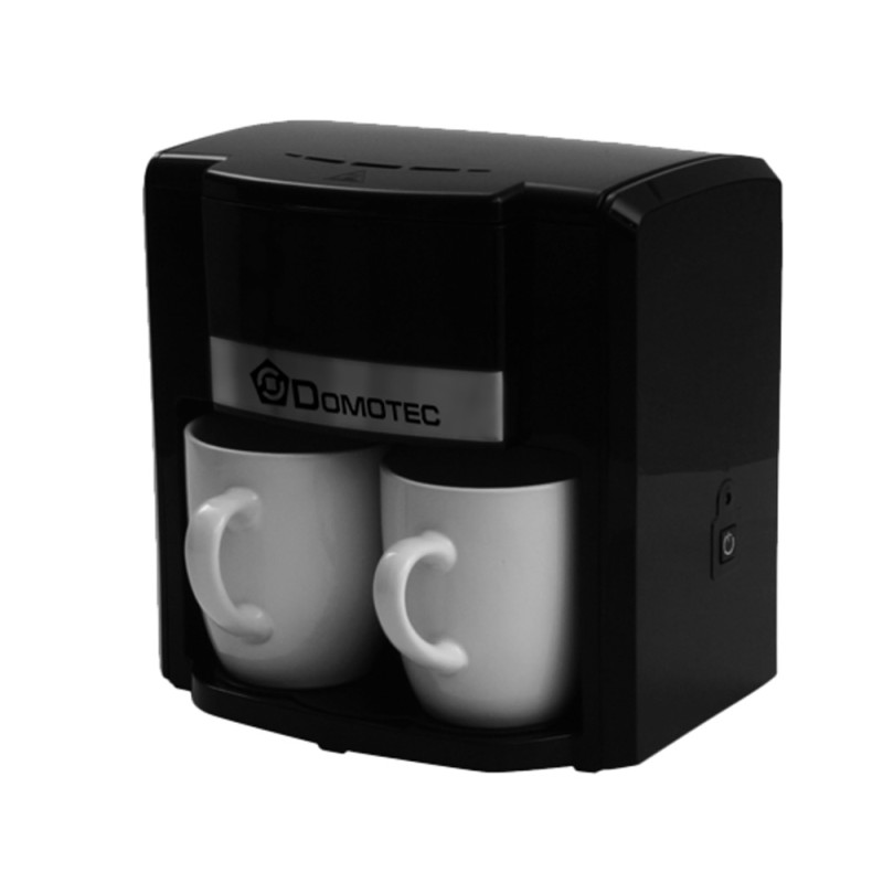 Кавоварка DOMOTEC MS-0708 Чорна (500Вт, 2 кер. чашки по 150мл)