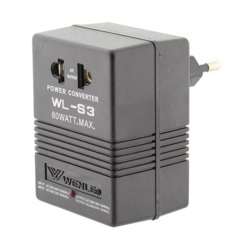 Конвертер потужності WENLE WL-S3 110V/220V-220V/110V 80W max. адаптер