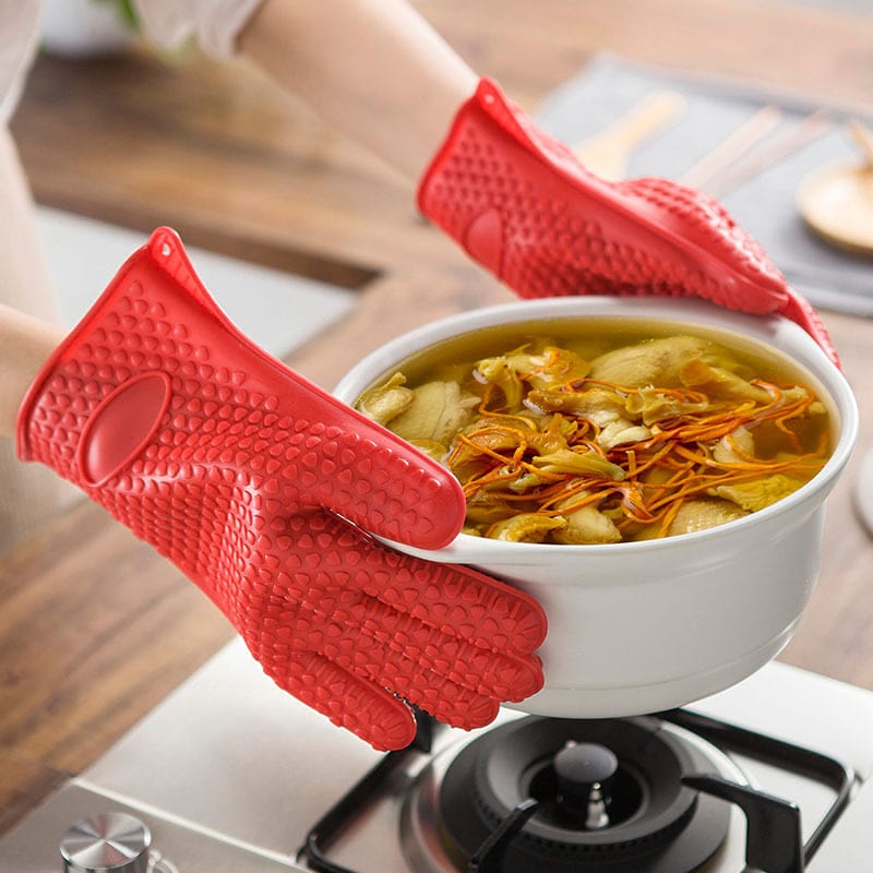 Рукавички-прохватки RED GLOVE силіконові жароміцні (Червоні)