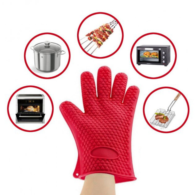 Рукавички-прохватки RED GLOVE силіконові жароміцні (Червоні)