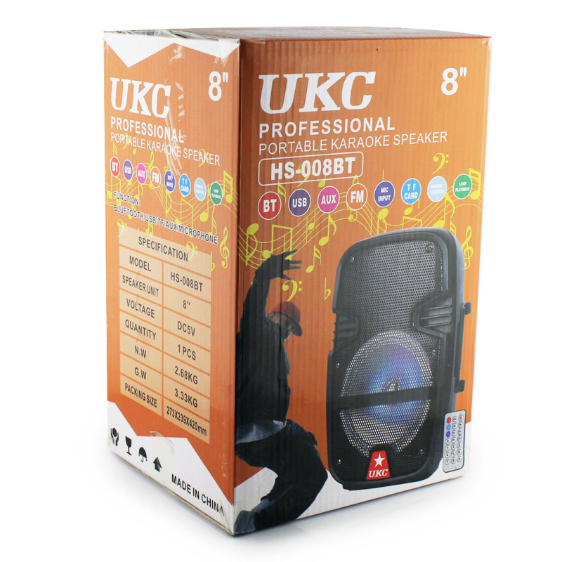 Колонка UKC HS-008BT (8 дюйм, 1 мікрофон)