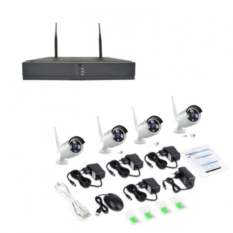 Комплект видеонаблюдения беспроводной Full HD Wi-Fi на 4 камеры с регистратором
