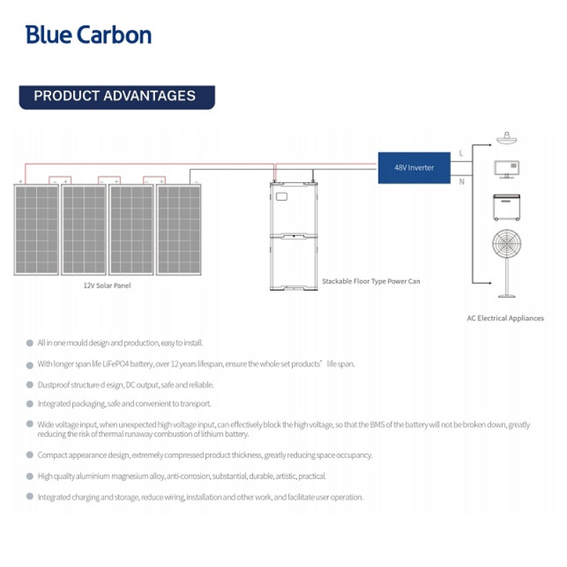 Акумуляторна батарея  Blue Carbon  LiFePo4 48V 300Ah  15.36kWh