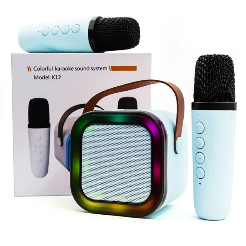 Міні-дитяче караоке з підсвічуванням RGB K12 ( 2 микрофона )