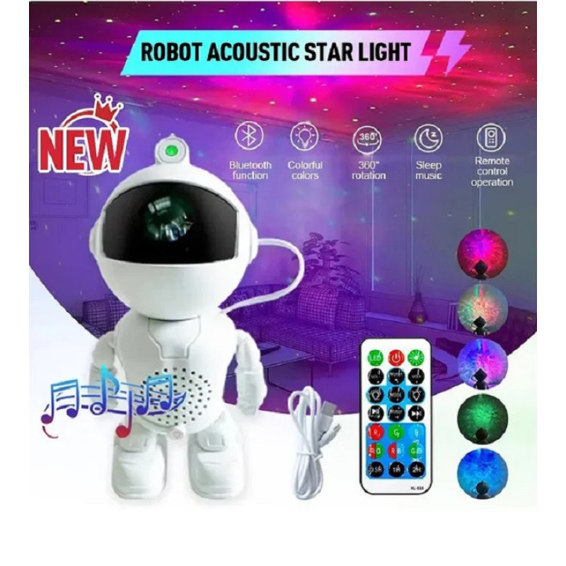 Нічник проектор зоряного неба з колонкою Robot Astronaut
